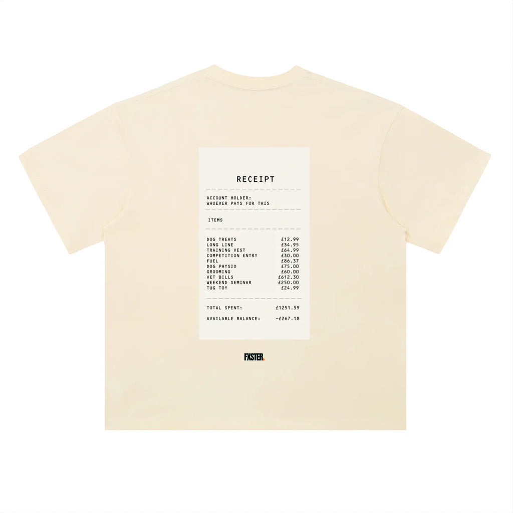 Natural oversized FXSTER RECEIPT Tee with statement receipt back print