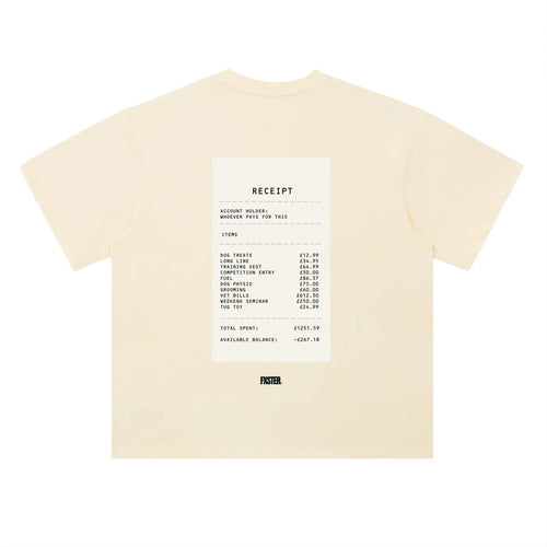 Natural oversized FXSTER RECEIPT Tee with statement receipt back print