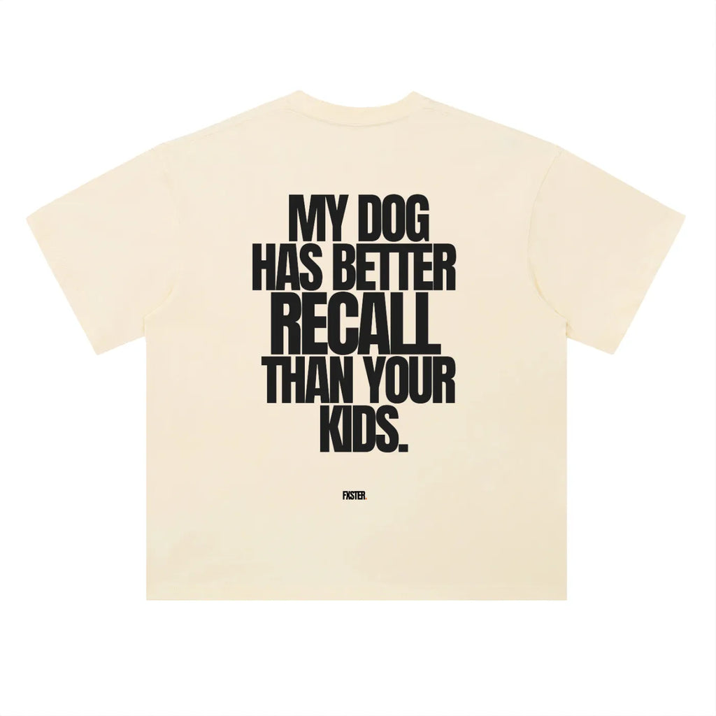 Natural oversized FXSTER RECALL Tee with statement back print