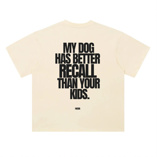 Natural oversized FXSTER RECALL Tee with statement back print