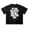 Black oversized FXSTER RECALL Tee with statement back print